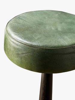 nkuku Narwana Leather Round Stool - view 2, Rich Green