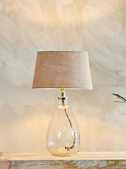 nkuku Baba Small Tall Glass Lamp Base, Clear