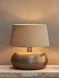 nkuku Lumbu Table Lamp Base, Antique Brass, Small - view 2, Antique Brass