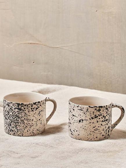 Nkuku Ama Splatter Mug, Set of 2, 200ml, White, White