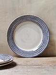 nkuku Indigo Drop Ceramic Dinner Plate, 28cm, Cream/Indigo
