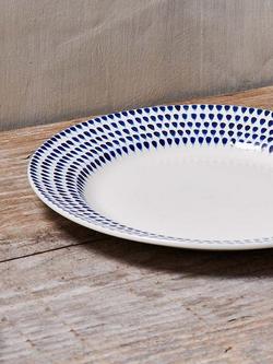 nkuku Indigo Drop Ceramic Dinner Plate, 28cm, Cream/Indigo - view 2, Cream/Indigo