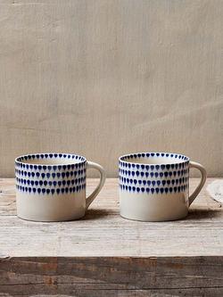nkuku Indigo Drop Ceramic Mug, Set of 2, 200ml, Indigo, Indigo