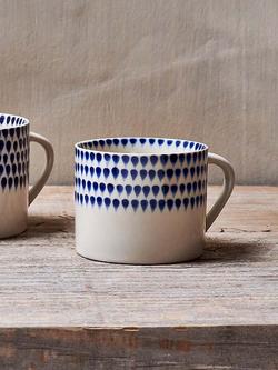 nkuku Indigo Drop Ceramic Mug, Set of 2, 200ml, Indigo - view 2, Indigo