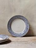 nkuku Indigo Drop Ceramic Side Plate, 22.5cm, Cream/Indigo