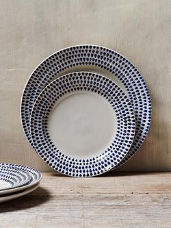 nkuku Indigo Drop Ceramic Side Plate, 22.5cm, Cream/Indigo - view 2, Cream/Indigo