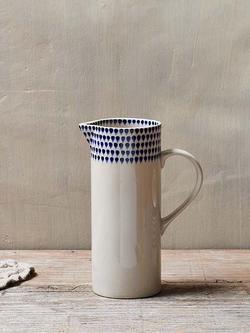 nkuku Indigo Drop Ceramic Jug, 1L, Cream/Indigo, Cream/Indigo