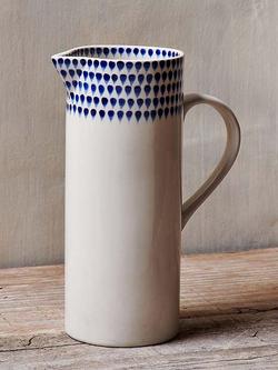 nkuku Indigo Drop Ceramic Jug, 1L, Cream/Indigo - view 2, Cream/Indigo