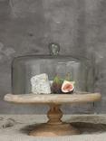nkuku Recycled Glass Dome & Mango Wood Cake Stand, 35.5cm
