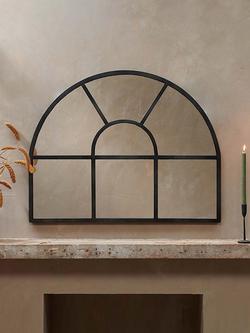 nkuku Overmantel Arch Window Wall Mirror, 80 x 100cm, Black