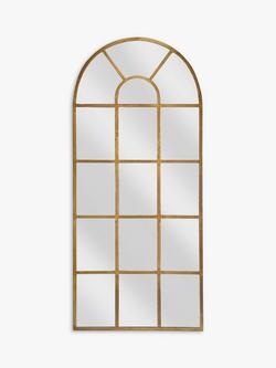 nkuku Full Length Arch Window Wall Mirror, 180 x 80cm - view 2, Brass