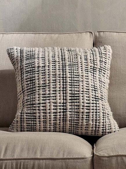 nkuku Mika Recycled Square Cushion Cover, Natural / Black - view 2, Natural / Black