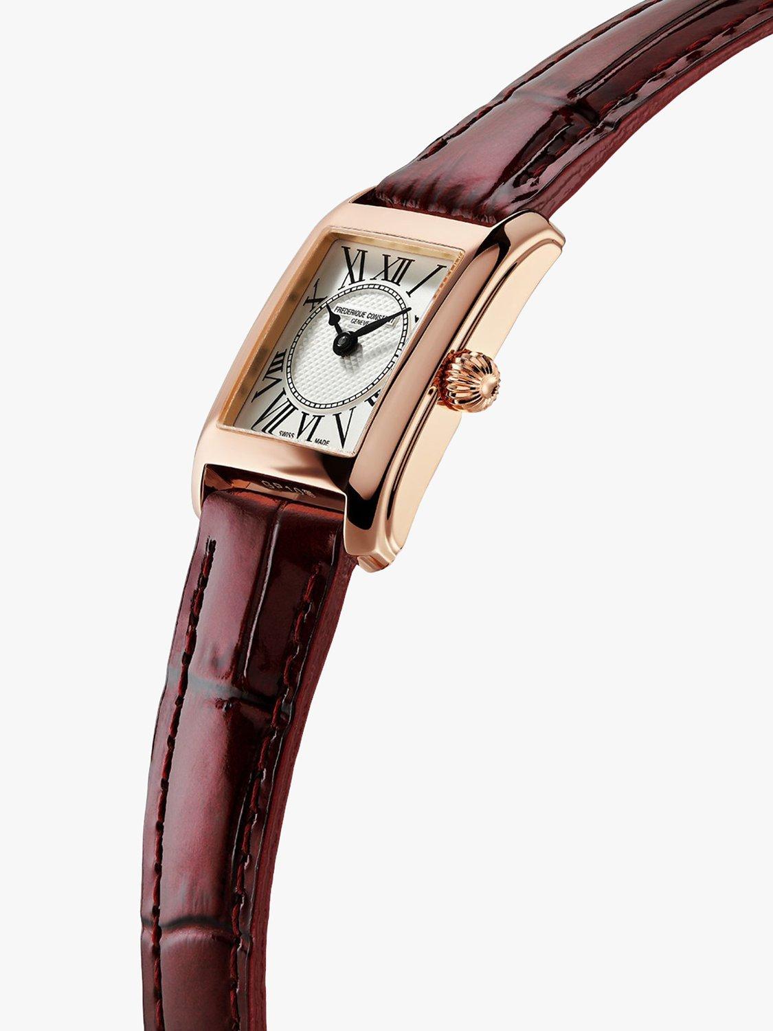 Product image 3 of 3, which shows Frederique Constant FC-200MC14 Women's Carrée Leather Strap Watch, Red/White