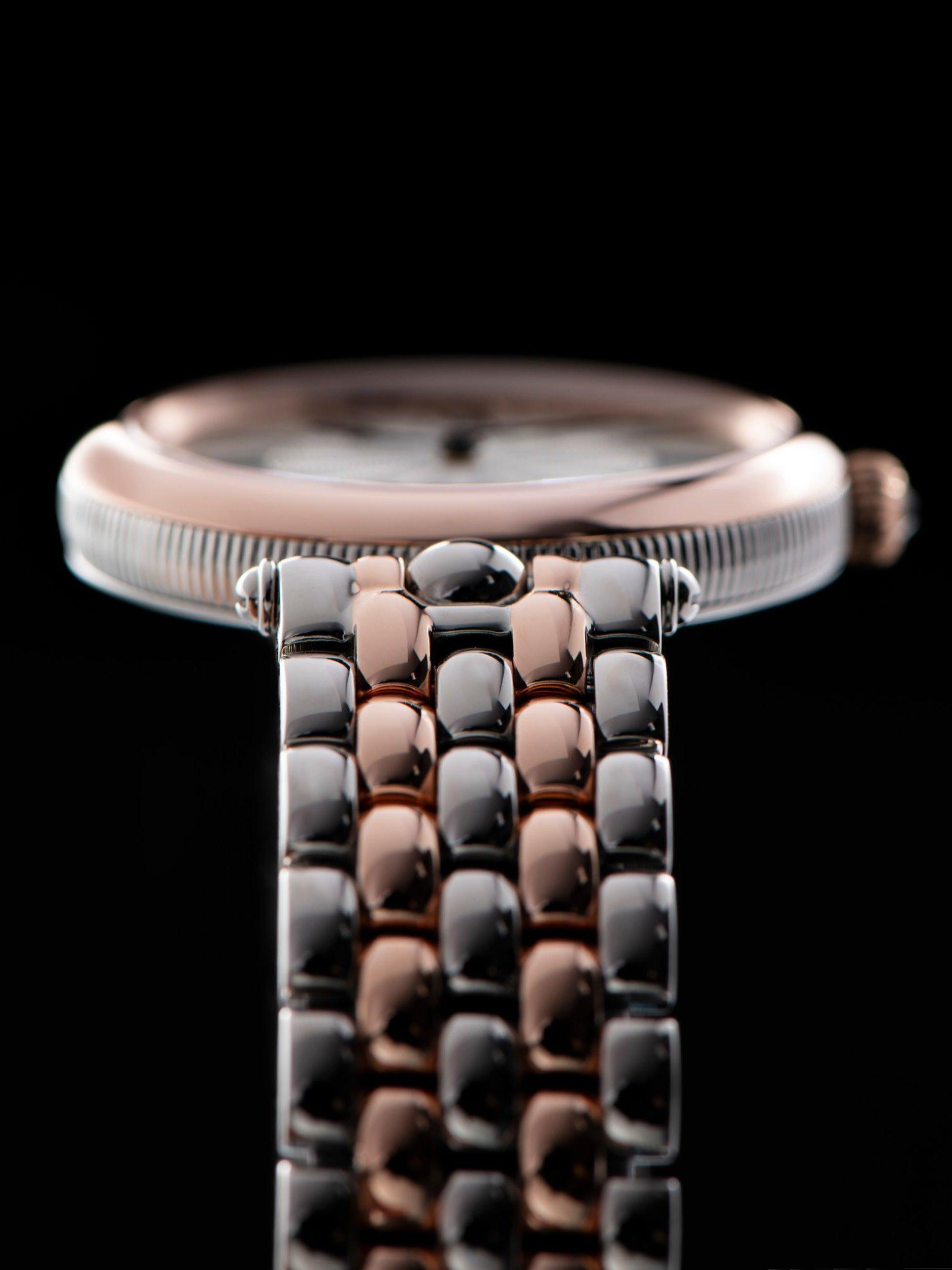 Product image 4 of 4, which shows Frederique Constant FC200MPW2AR2B Women's Art Deco Round Roman Bracelet Strap Watch, Silver/Gold