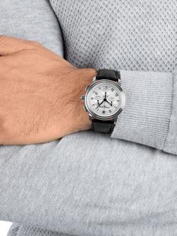Frederique Constant FC-292MC4P6 Men's Classics Chronograph Date Leather Strap Watch, Black/Silver - view 2, Black/Silver