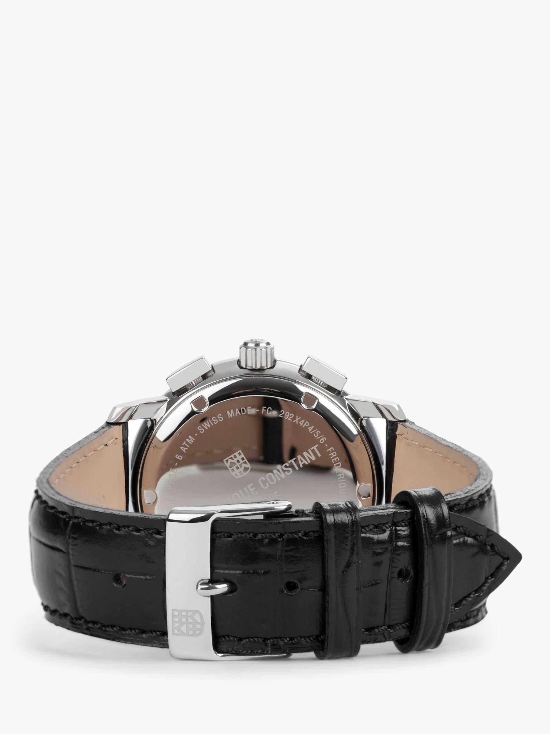 Product image 4 of 5, which shows Frederique Constant FC-292MC4P6 Men's Classics Chronograph Date Leather Strap Watch, Black/Silver