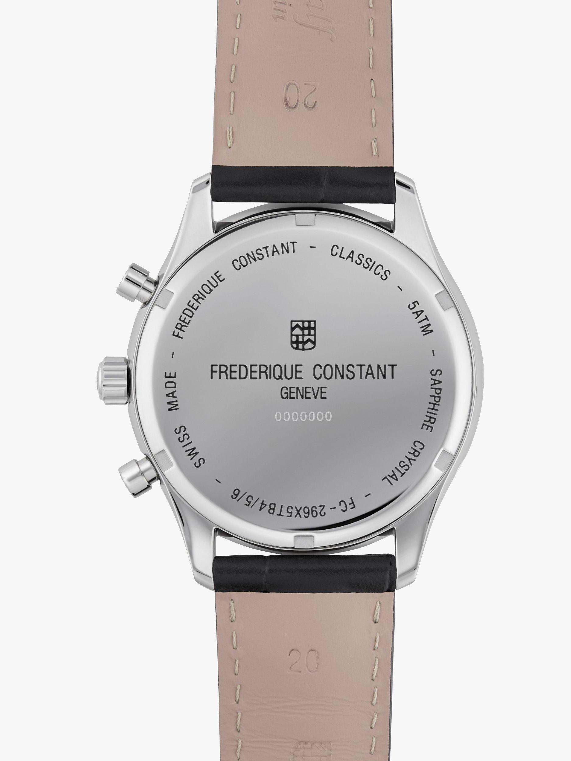 Product image 3 of 3, which shows Frederique Constant FC-296SW5B6 Men's Classic Chronograph Leather Strap Watch, Black/White