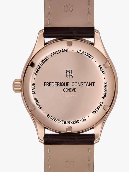 Frederique Constant FC-303MC5B4 Men's Classic Index Automatic Leather Strap Watch, Brown/White - view 2, Brown/White