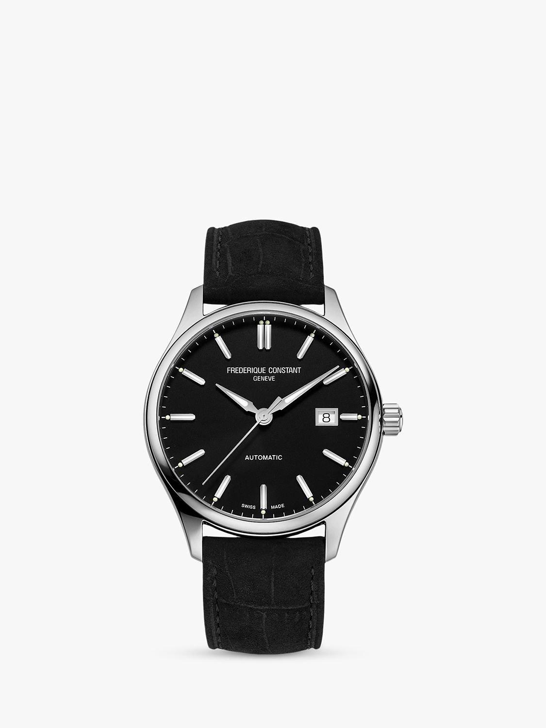 Product image 1 of 4, which shows Frederique Constant FC-303NB5B6 Men's Classics Automatic Date Leather Strap Watch, Black