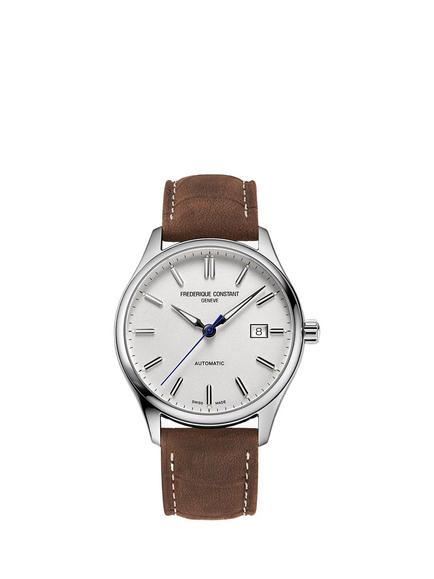 Frederique Constant FC-303NS5B6 Men's Classics Index Automatic Date Leather Strap Watch, Brown/Silver, Brown/Silver