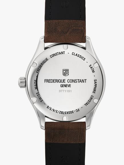 Frederique Constant FC-303NS5B6 Men's Classics Index Automatic Date Leather Strap Watch, Brown/Silver - view 2, Brown/Silver
