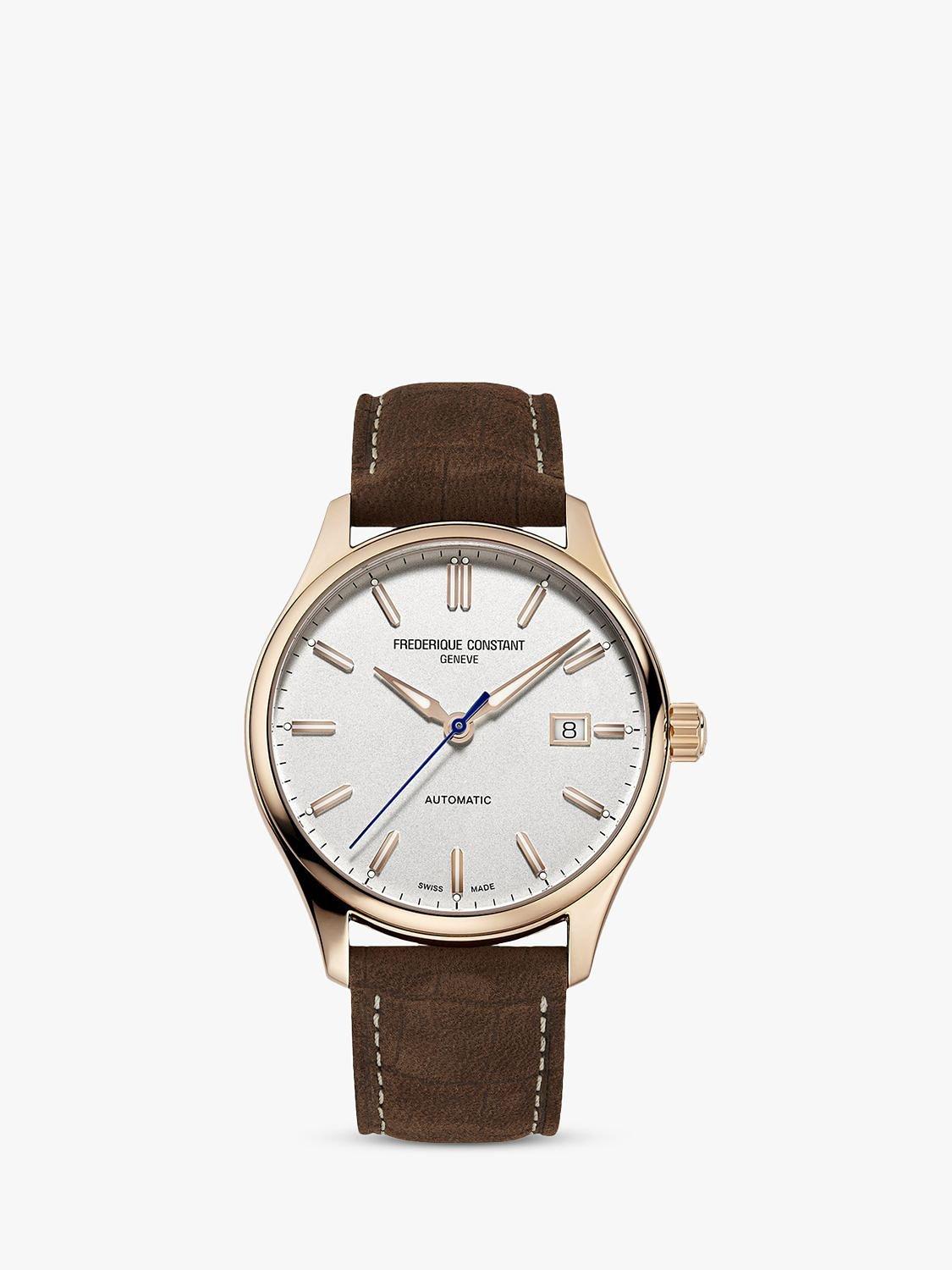 Product image 1 of 5, which shows Frederique Constant FC-303NV5B4 Men's Classics Index Automatic Date Leather Strap Watch, Brown/Gold