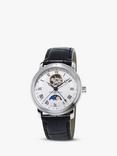 Frederique Constant FC-335MC4P6 Men's Moonphase Leather Strap Watch, Black/White