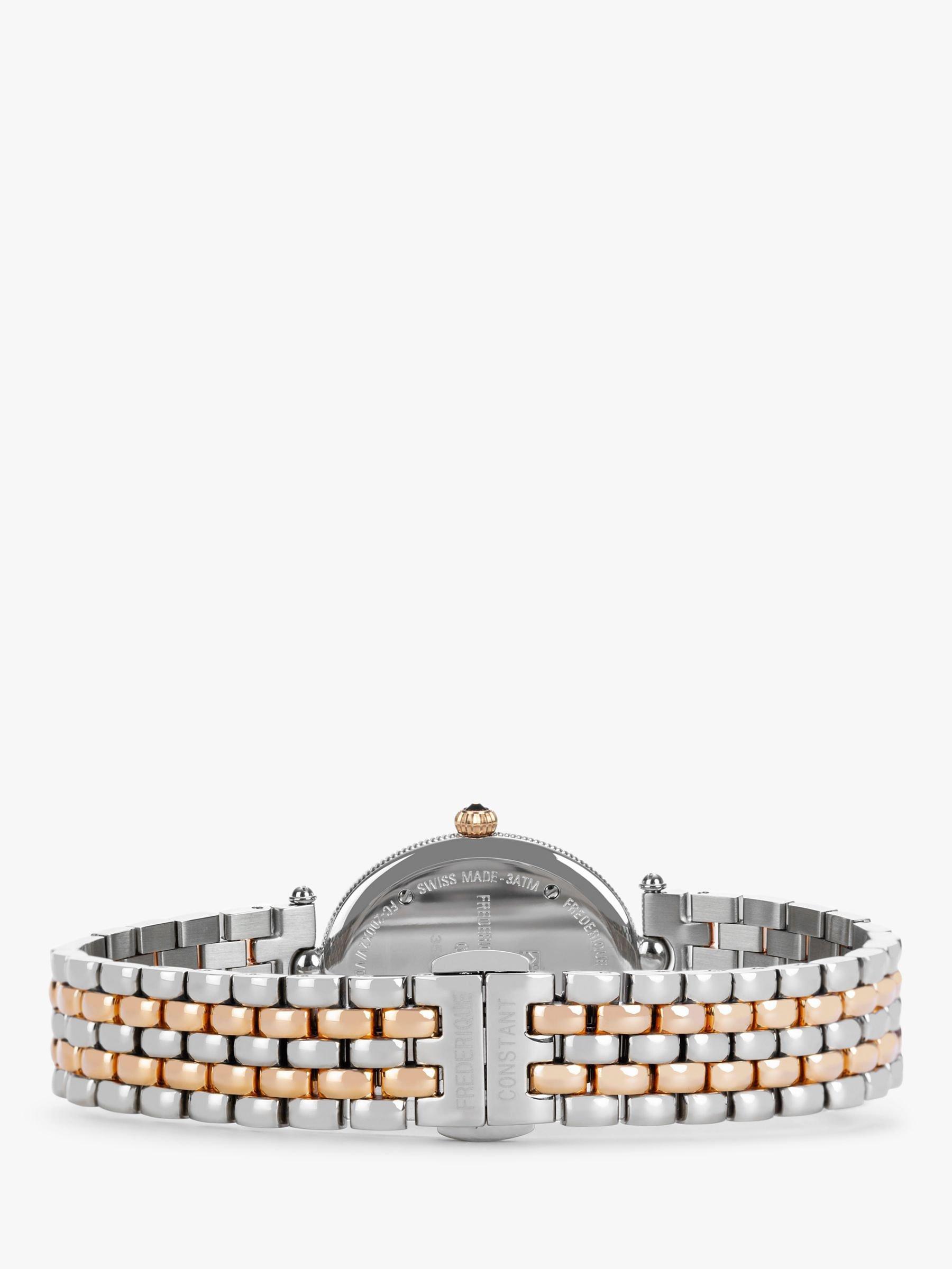 Product image 5 of 6, which shows Frederique Constant FC-200MPW2V2B Women's Classics Art Deco Bracelet Strap Watch, Rose Gold/Silver