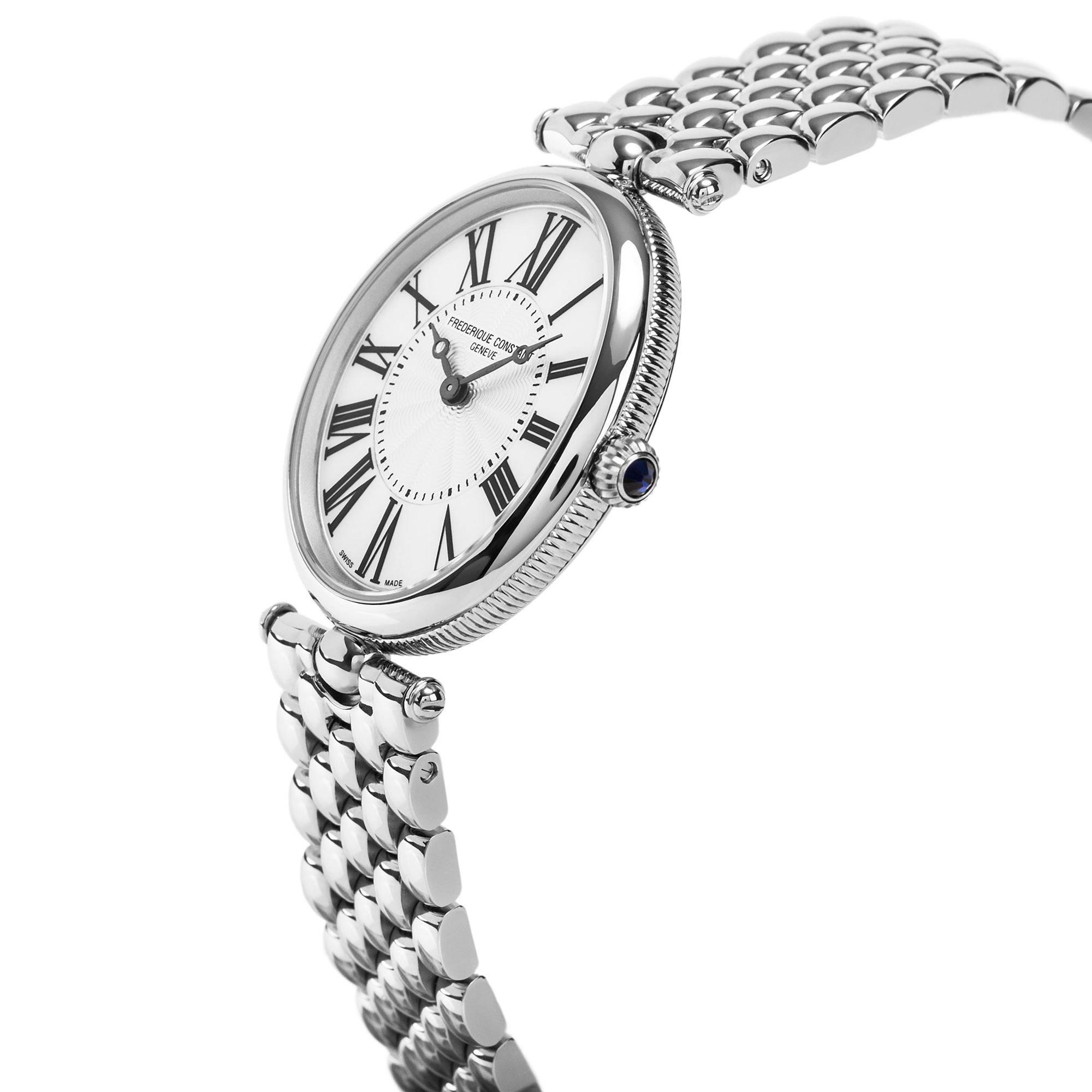 Product image 3 of 6, which shows Frederique Constant FC-200MPW2V6B Women's Classic Art Deco Oval Bracelet Strap Watch, Silver