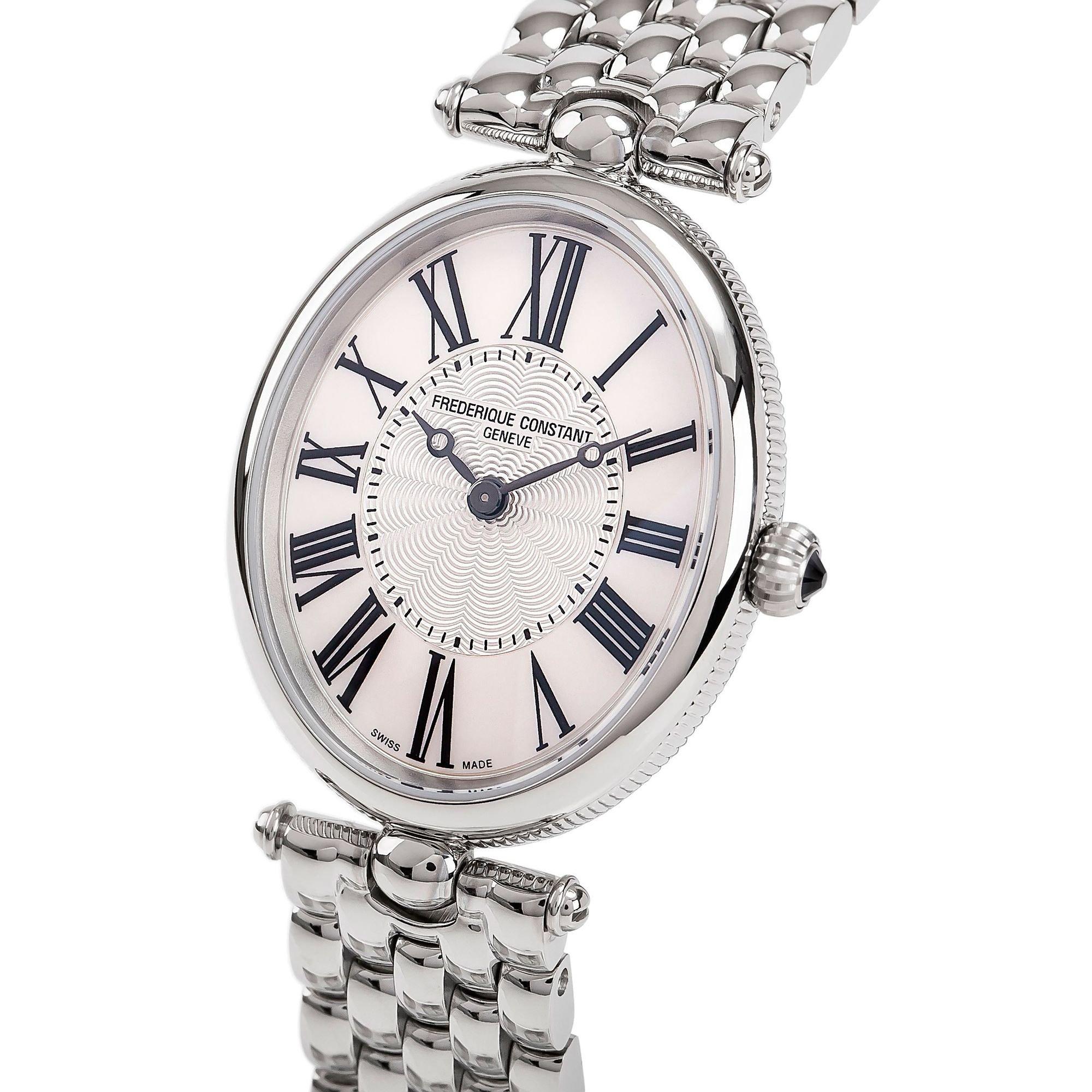 Product image 5 of 6, which shows Frederique Constant FC-200MPW2V6B Women's Classic Art Deco Oval Bracelet Strap Watch, Silver