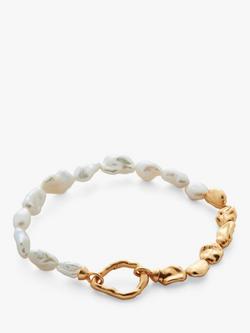 Monica Vinader x Mother of Pearl Medium Keshi Pearl Bracelet, Gold, Gold Gold