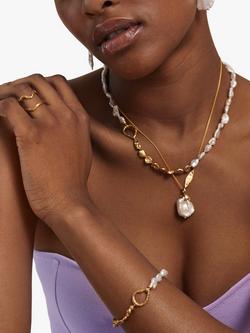 Monica Vinader x Mother of Pearl Medium Keshi Pearl Bracelet, Gold - view 2, Gold Gold