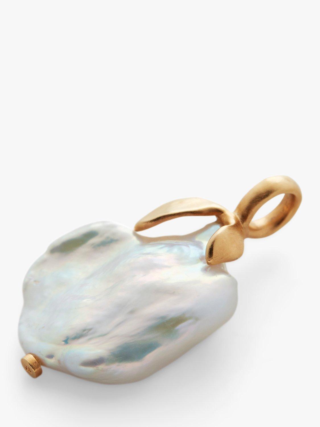 Product image 1 of 4, which shows Monica Vinader x Mother of Pearl Keshi Pearl Charm, Gold/White