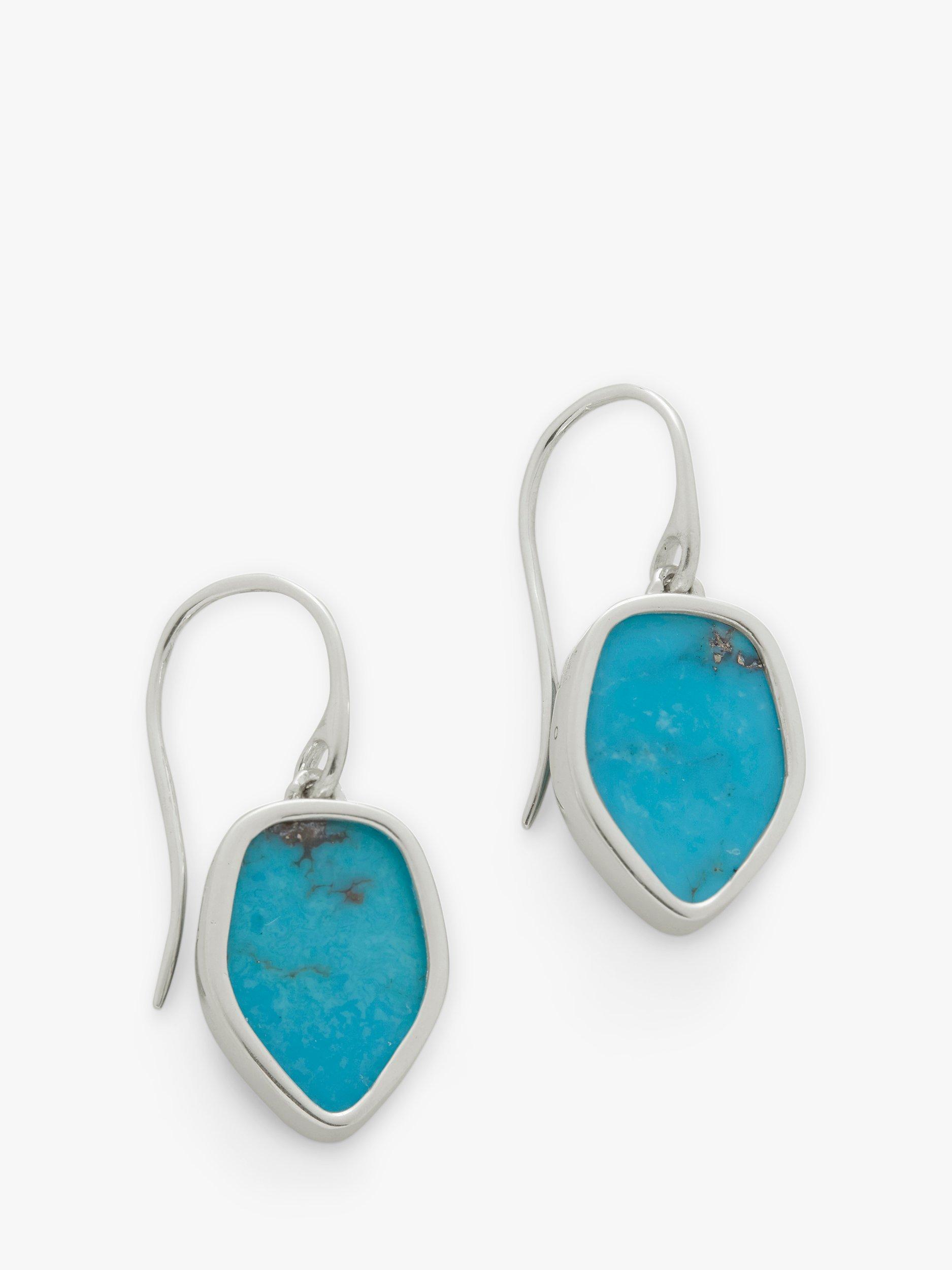 Monica Vinader Atlantis Flint Turquoise Drop Earrings, Silver/Blue
