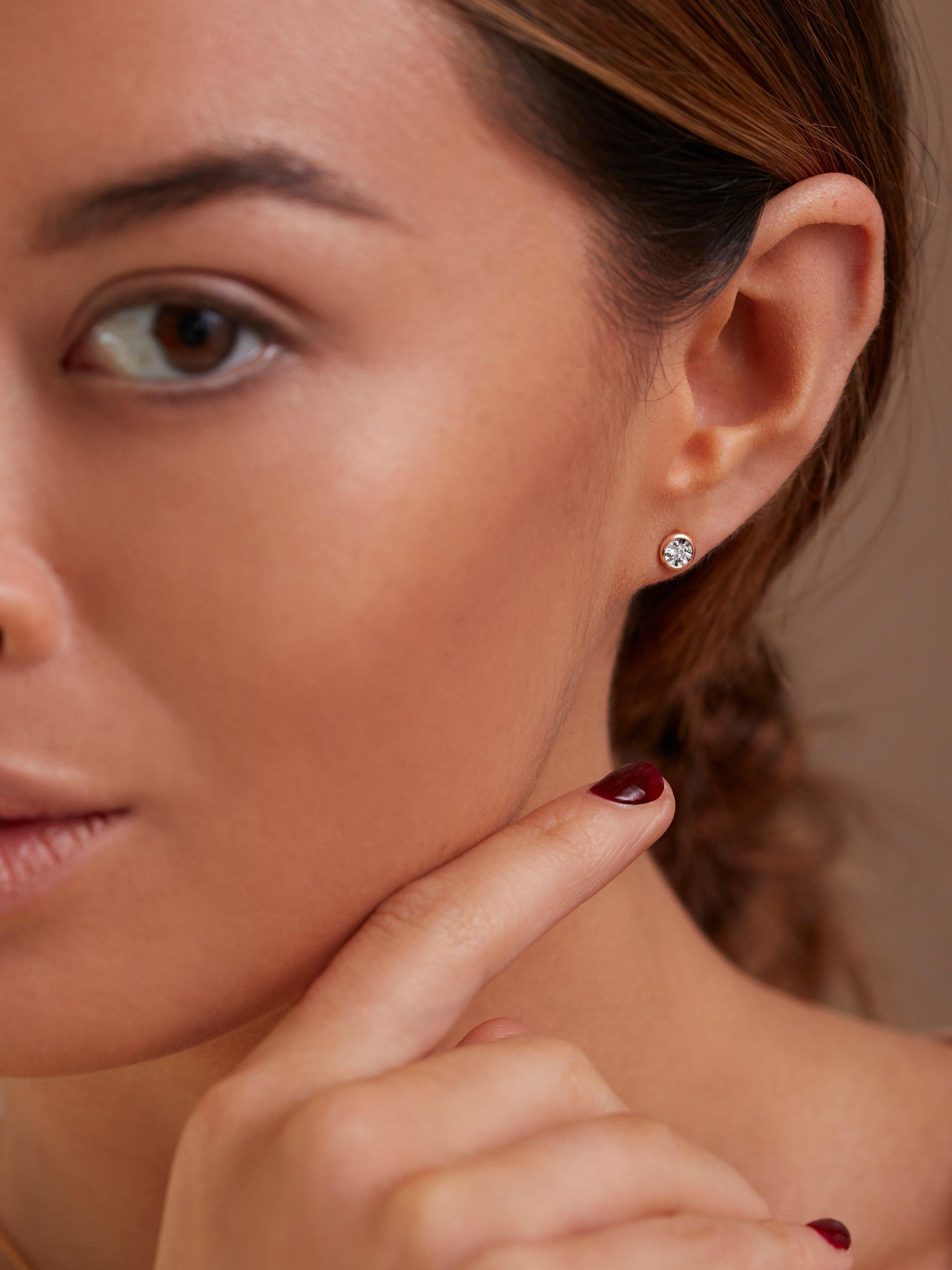 Product image 2 of 5, which shows Monica Vinader Essential Diamond Stud Earrings, Rose Gold