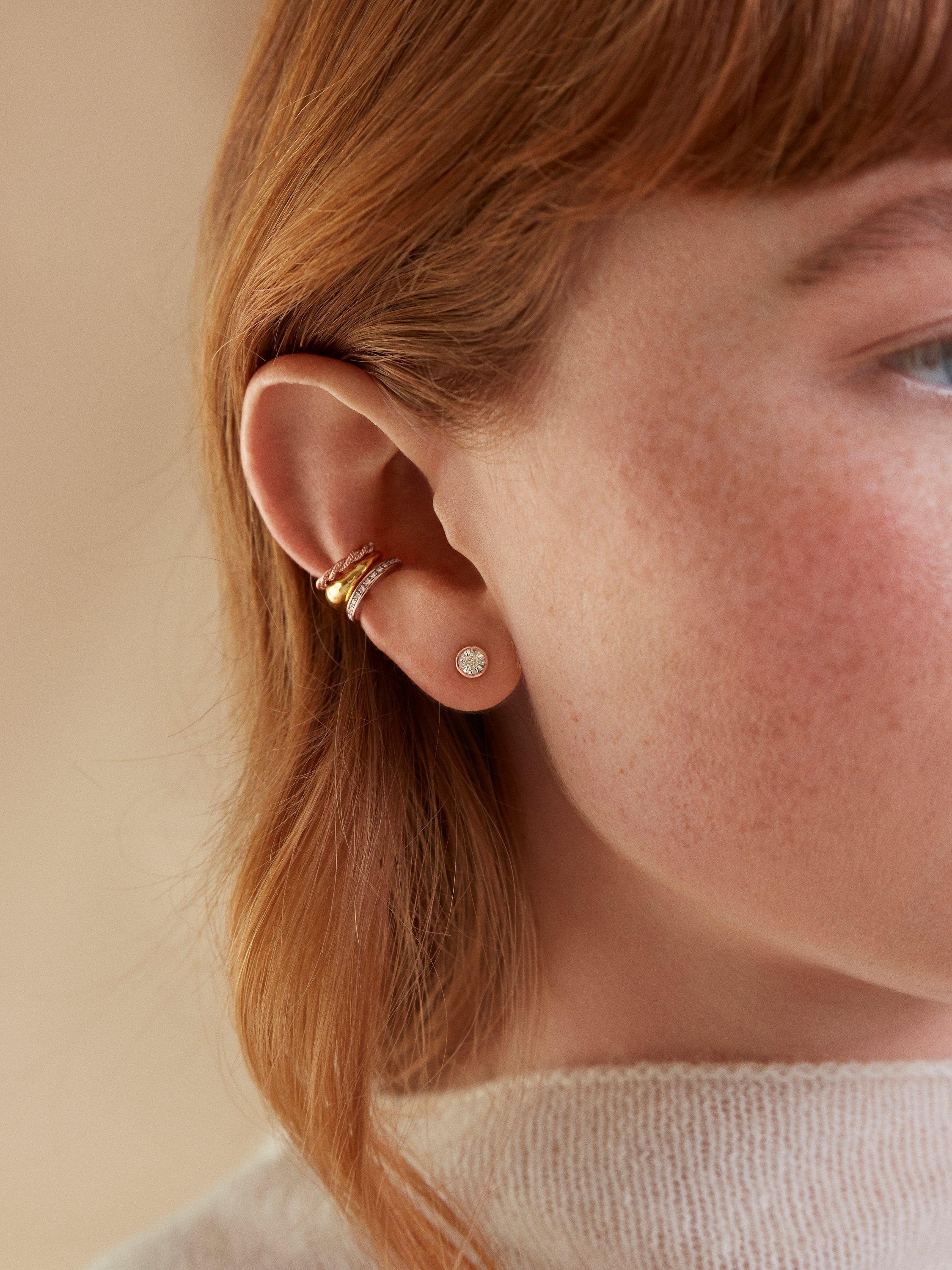 Product image 3 of 5, which shows Monica Vinader Essential Diamond Stud Earrings, Rose Gold