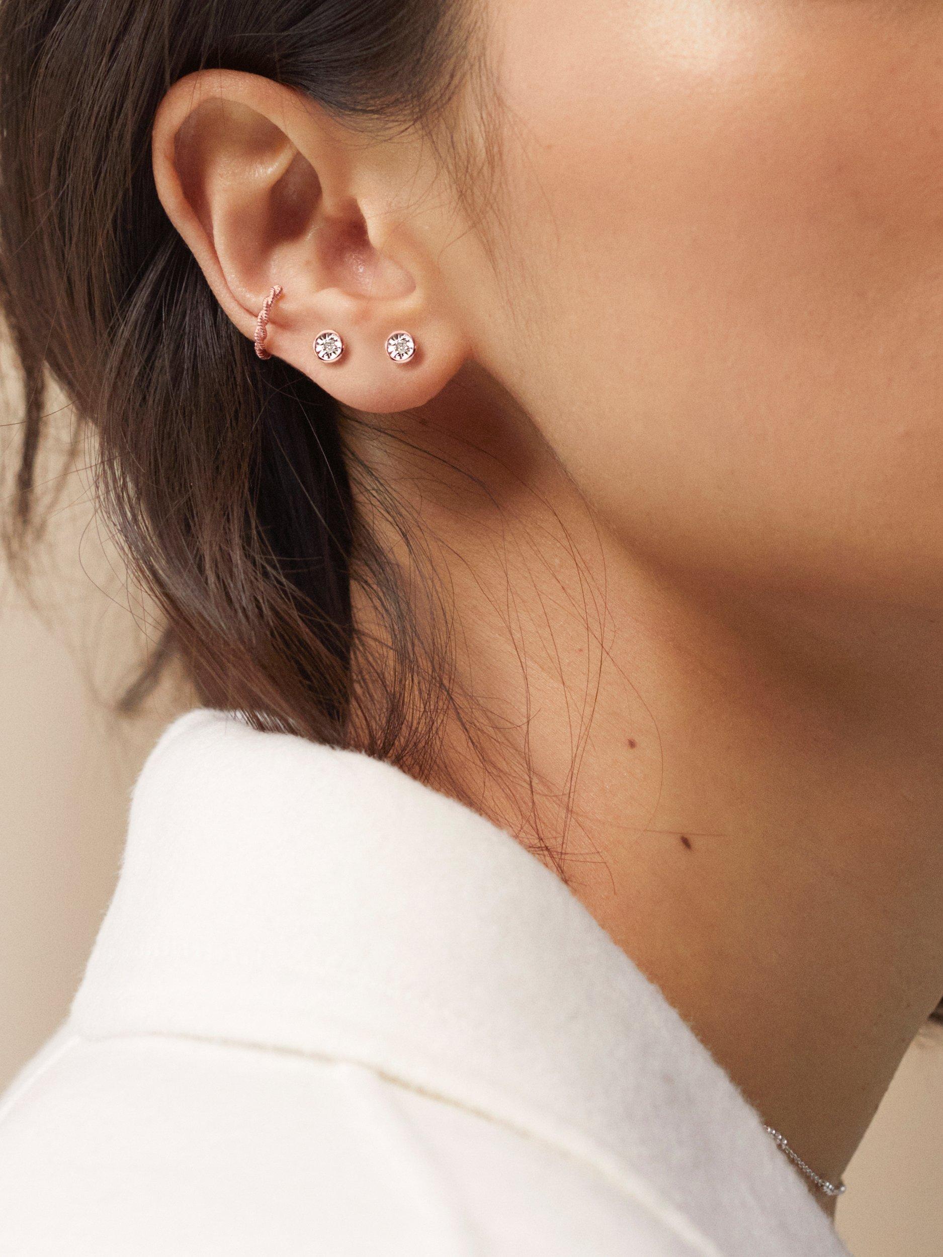 Product image 4 of 5, which shows Monica Vinader Essential Diamond Stud Earrings, Rose Gold