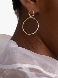 Monica Vinader Riva Ripple Diamond Cocktail Earrings, Gold/Silver - view 2, Gold/Silver