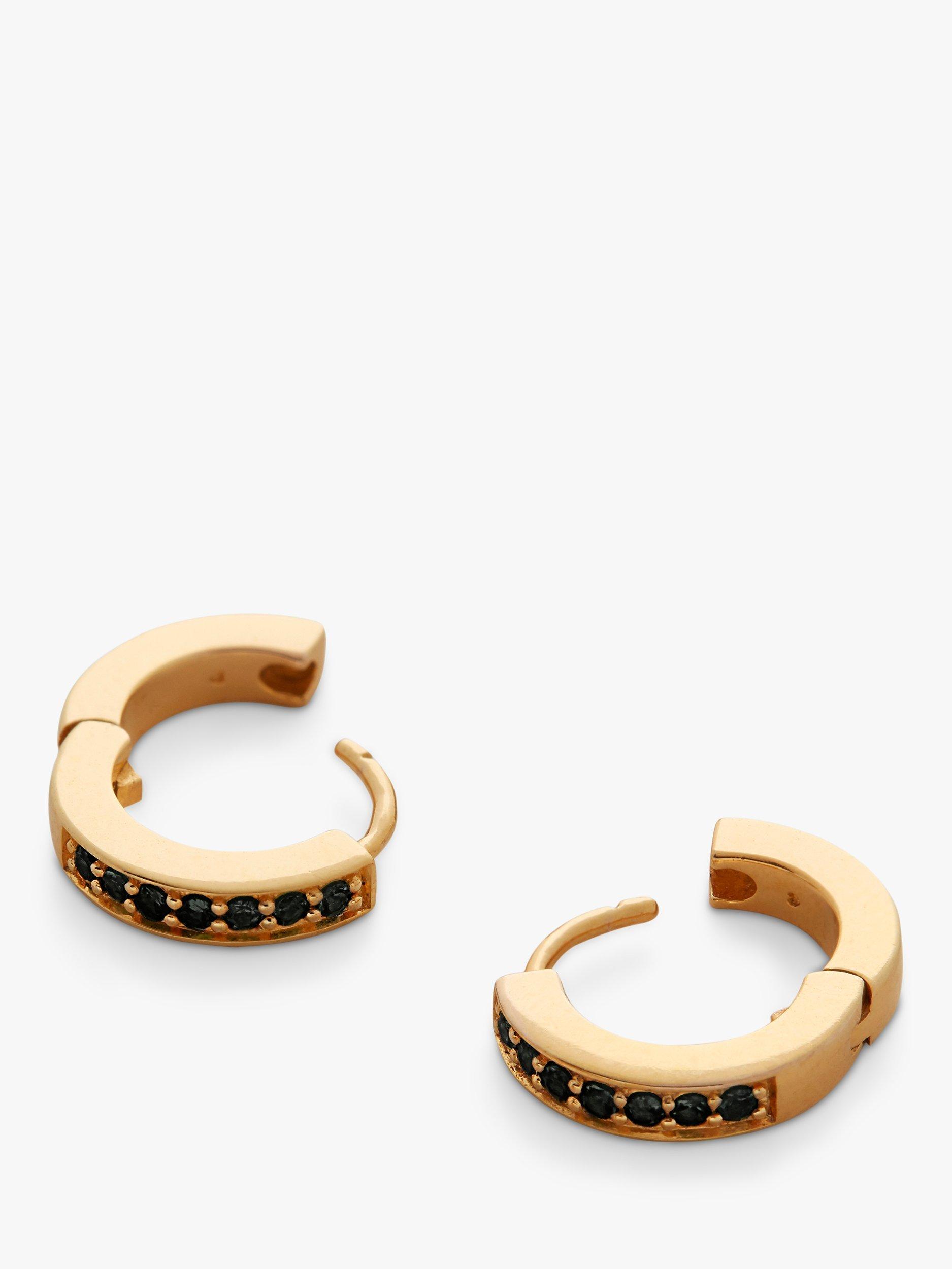 Product image 2 of 4, which shows Monica Vinader Skinny Gemstone Hoop Earrings, Gold/Black