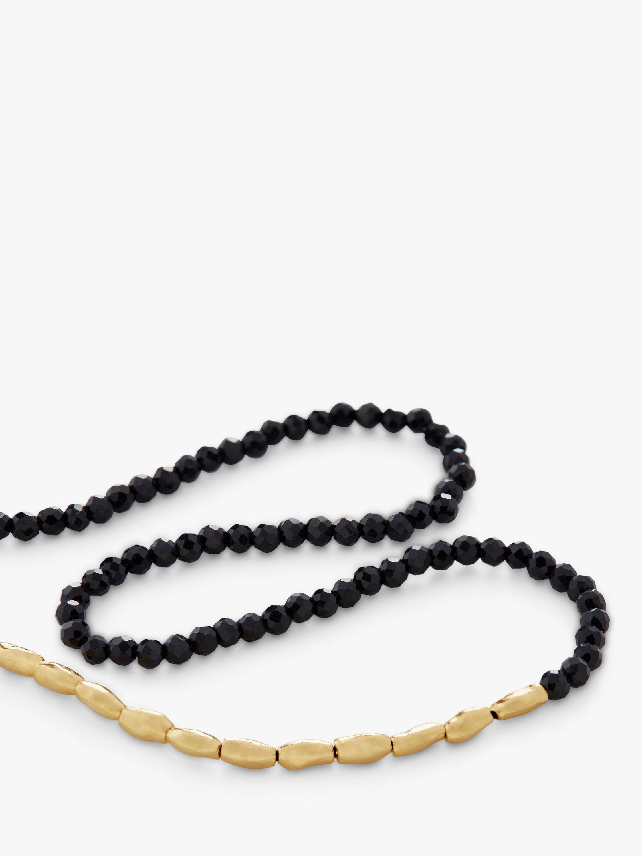 Monica Vinader Mini Nugget Gemstone Beaded Necklace, Gold/Spinel
