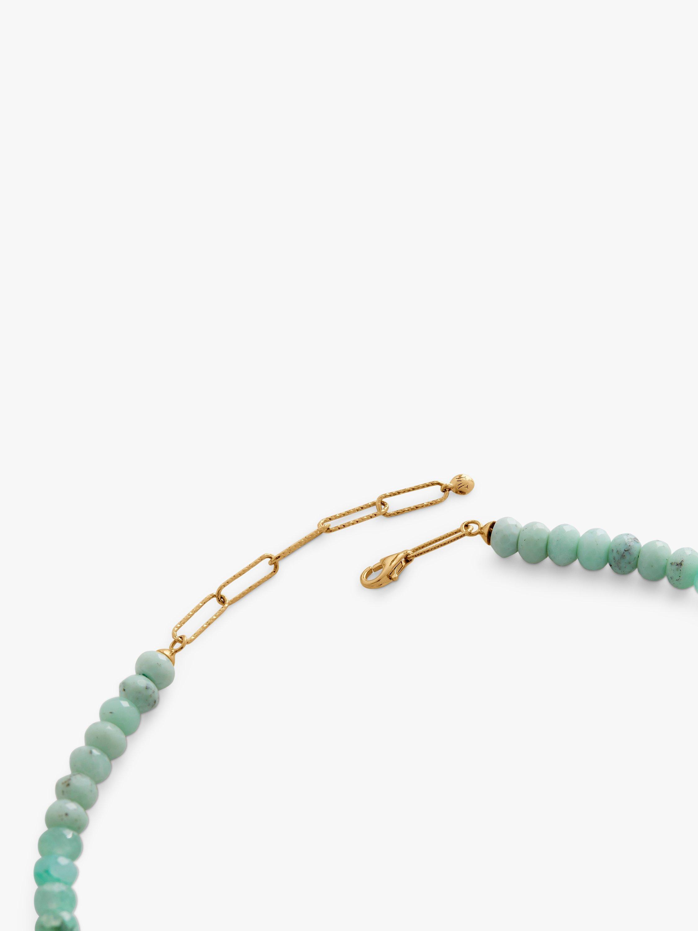 Product image 3 of 5, which shows Monica Vinader Hope Beaded Chrysoprase Beaded Necklace, Green/Gold