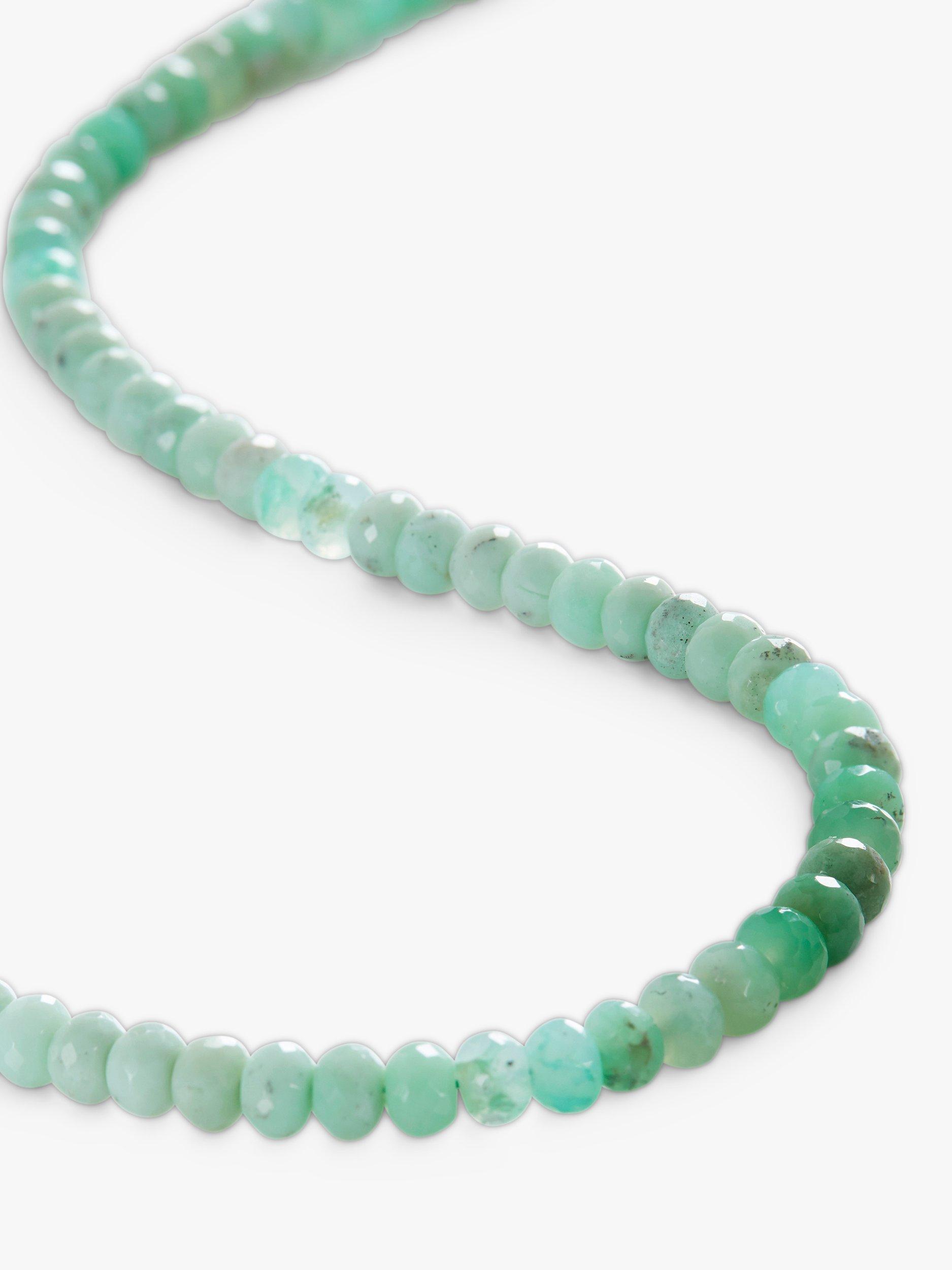 Product image 4 of 5, which shows Monica Vinader Hope Beaded Chrysoprase Beaded Necklace, Green/Gold