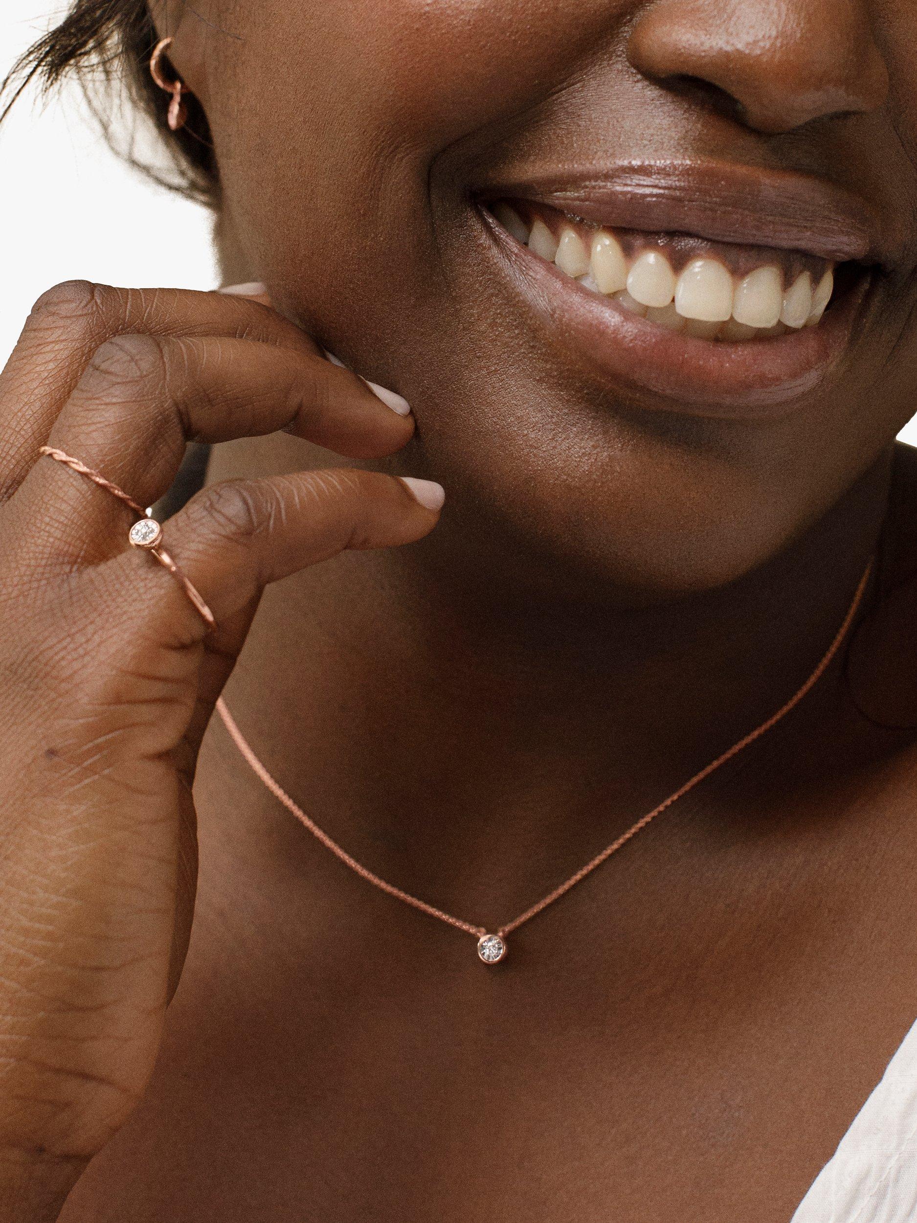 Product image 2 of 4, which shows Monica Vinader Diamond Essential Chain Necklace, Rose Gold
