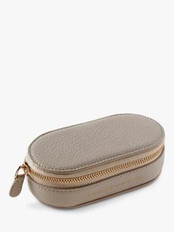 Monica Vinader Mini Oval Leather Jewellery Box, Pebble Grey