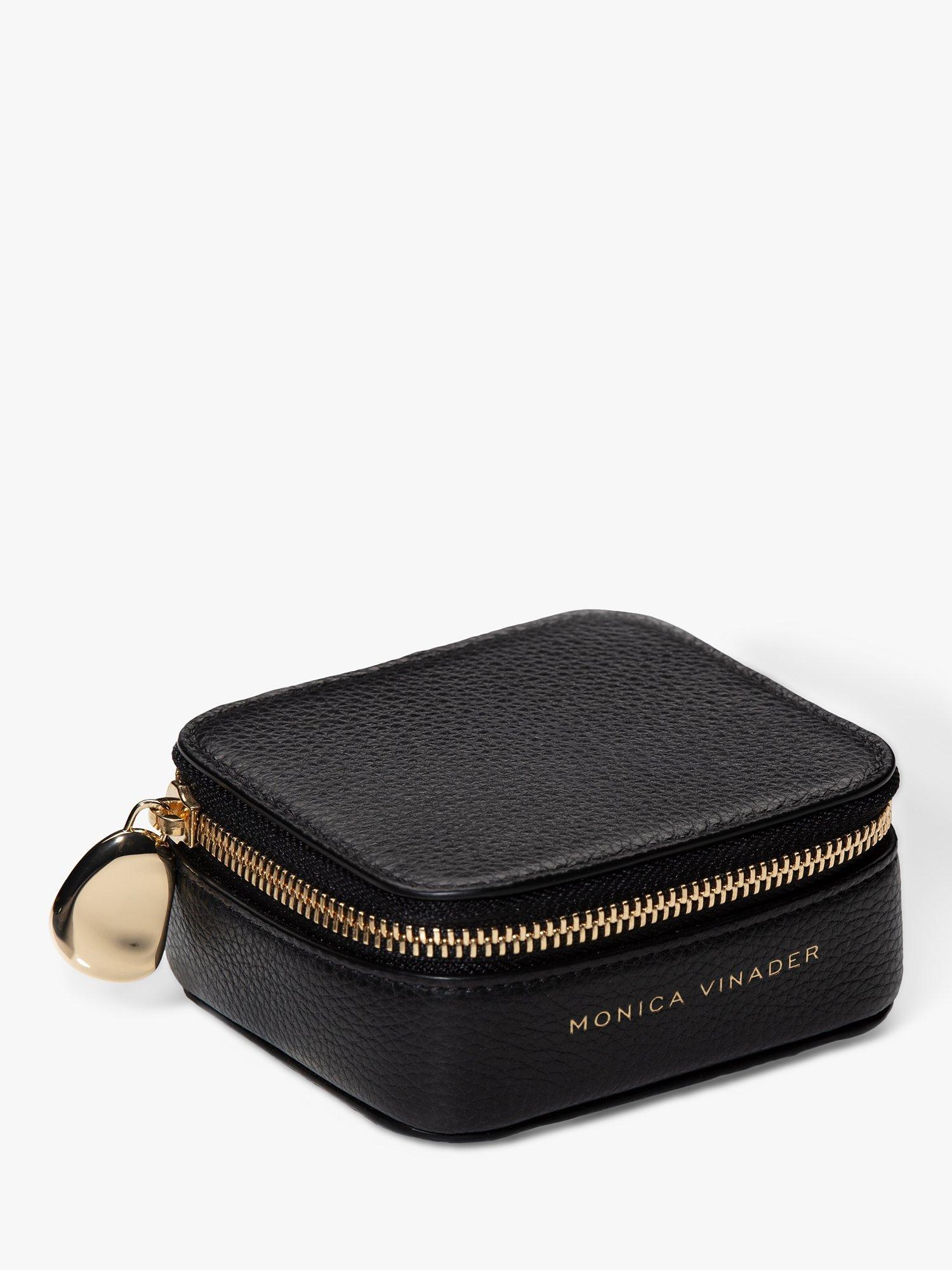 Monica Vinader Leather Trinket Box, Black