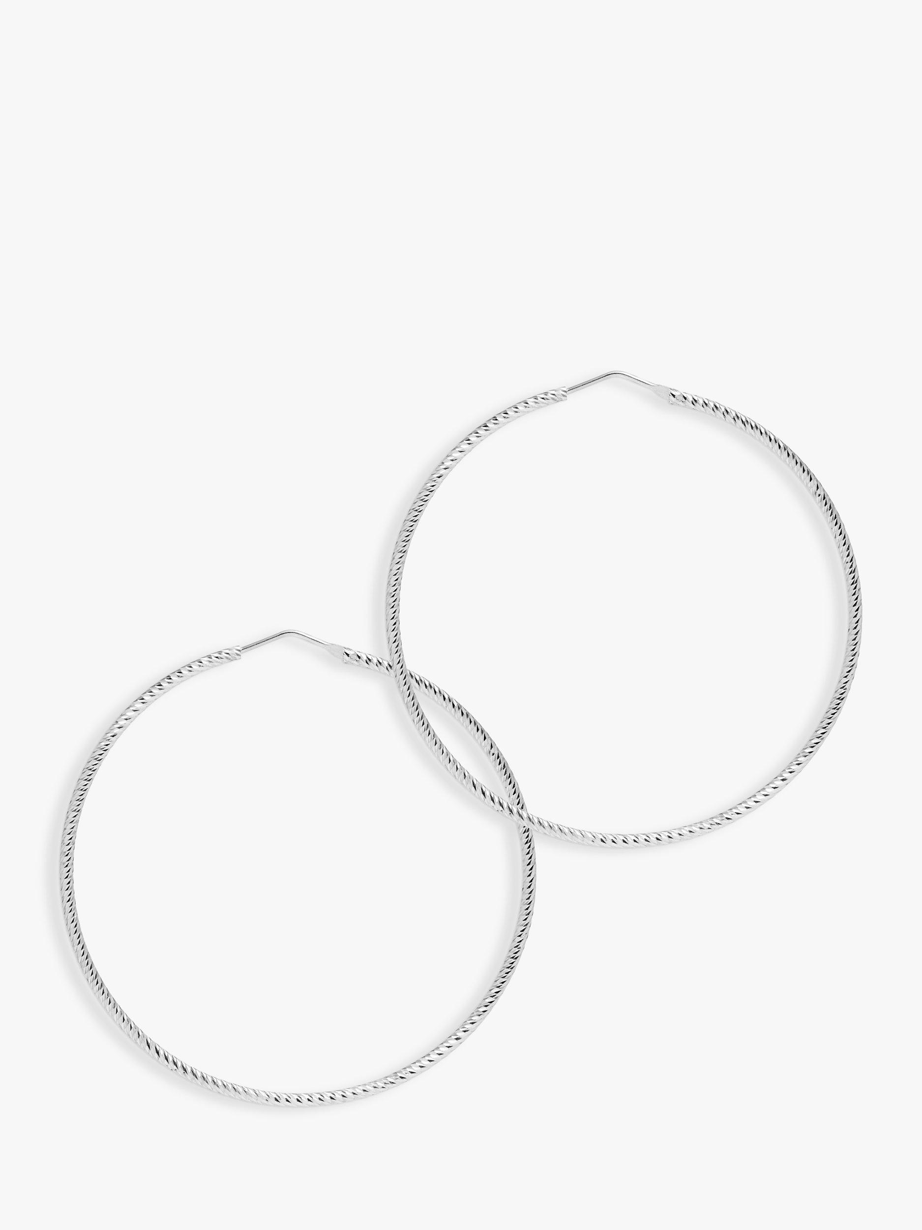 Product image 1 of 3, which shows The Hoop Station La Roma Diamond Cut Extra Large Hoop Earrings, 6.5cm, Silver