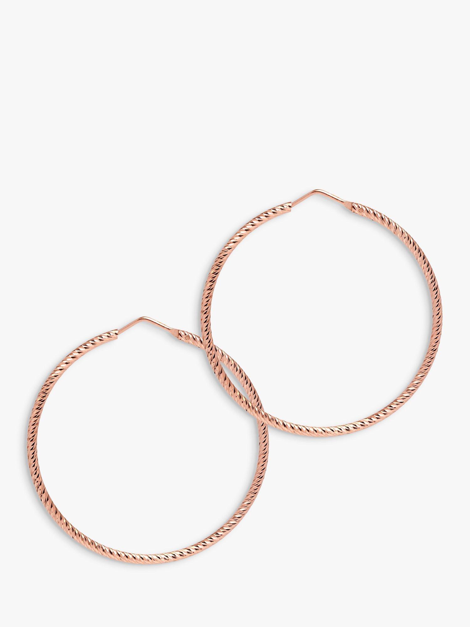 Product image 1 of 3, which shows The Hoop Station La Roma Diamond Cut Sterling Silver Twist Medium Hoop Earrings, 4.5cm, Rose Gold