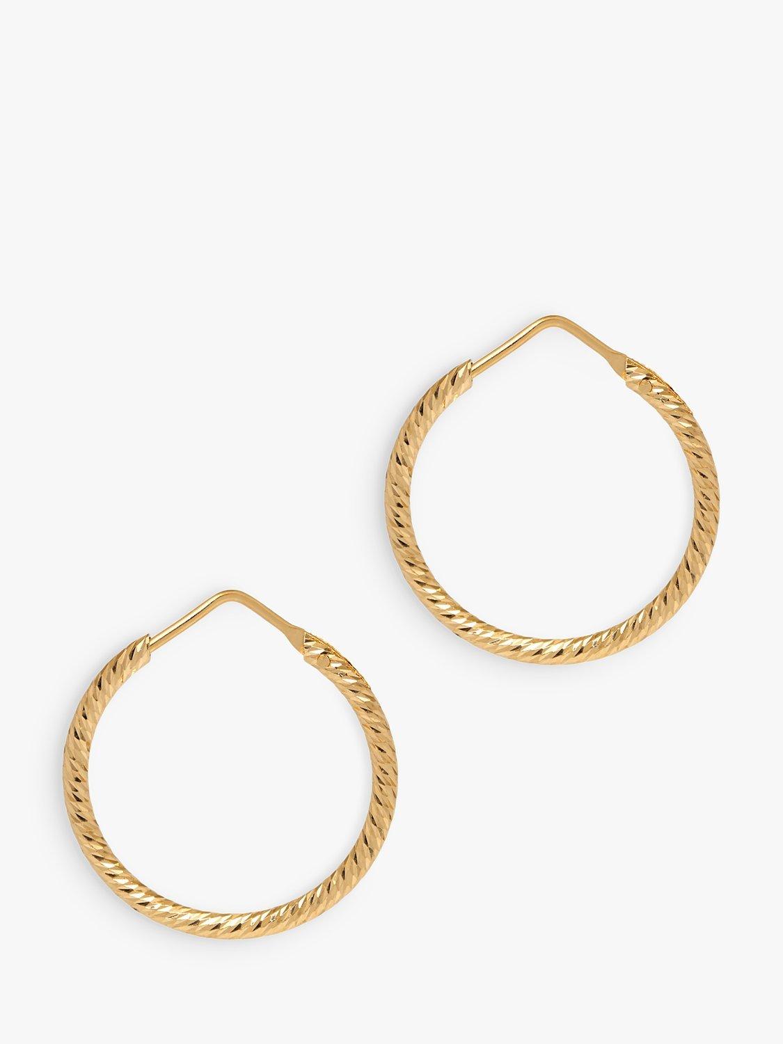 Product image 1 of 3, which shows The Hoop Station La Roma Diamond Cut Sterling Silver Twist Extra Small Hoop Earrings, 2.4cm, Gold