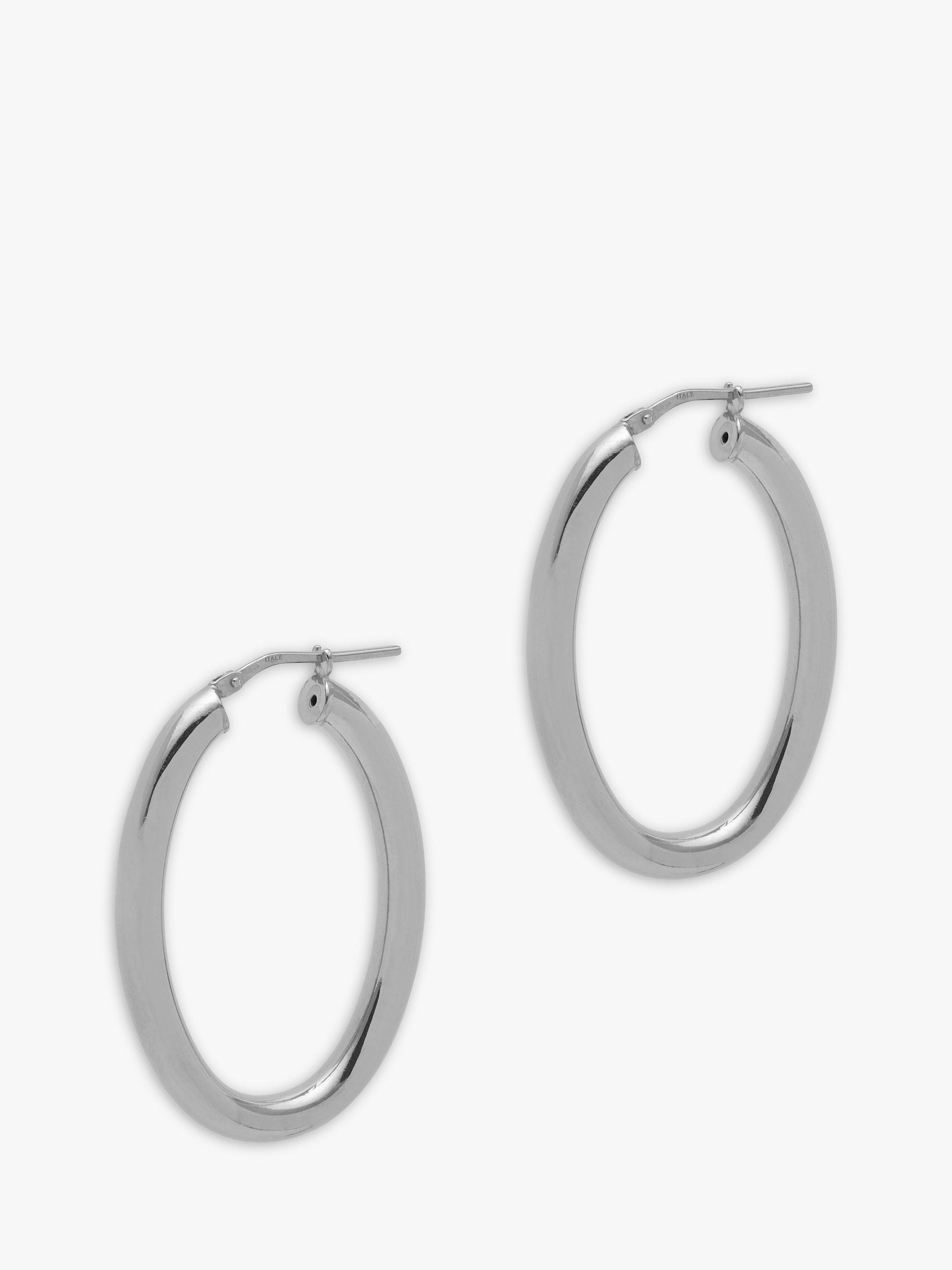 Product image 1 of 3, which shows The Hoop Station Isola Bella Oval Hoop Earrings, Silver