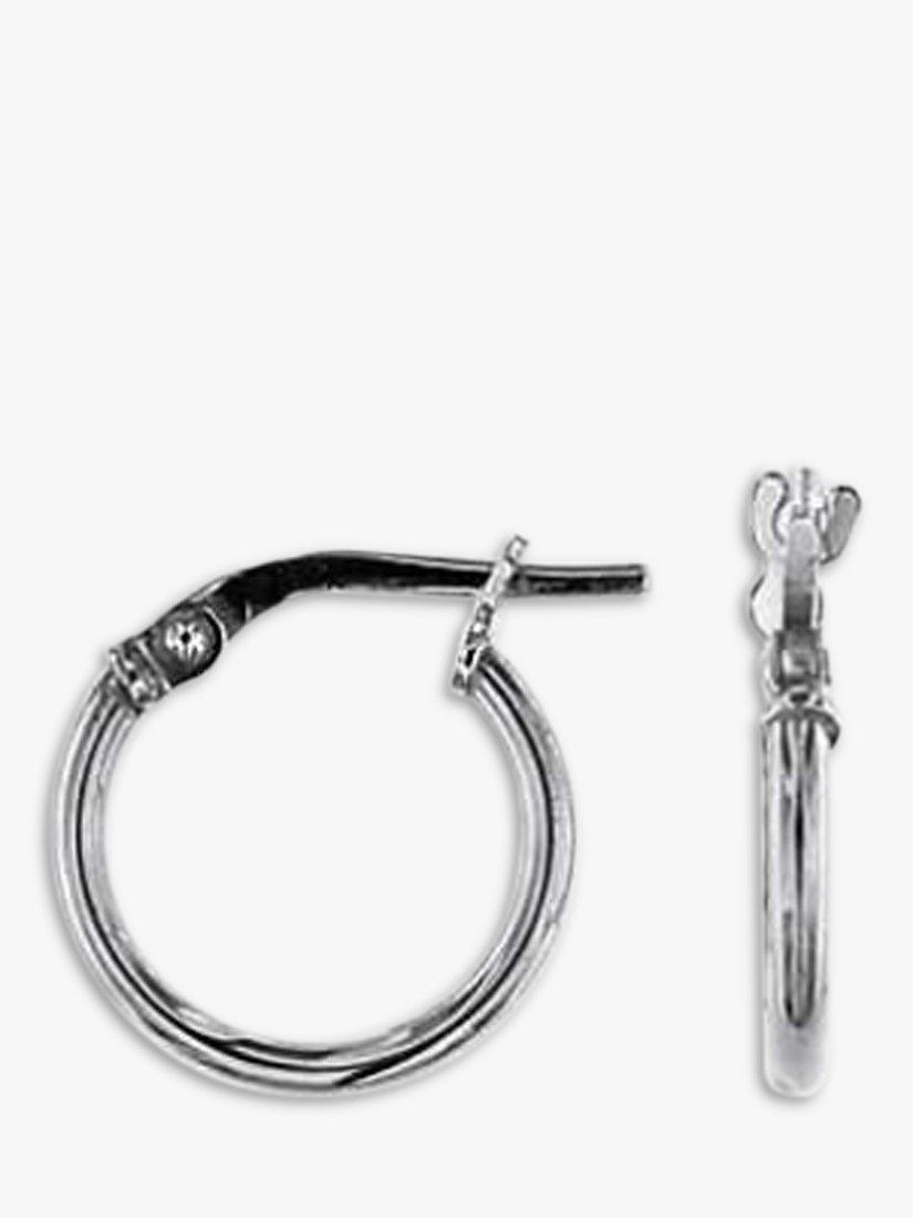 Product image 1 of 4, which shows The Hoop Station Clasica Huggie Hoop Earrings, Silver
